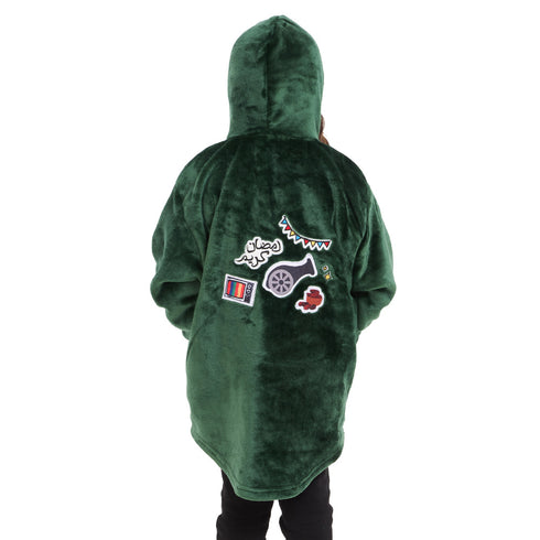 Snuggs Kids Blanket Hoodie Dark Green مدفع رمضان